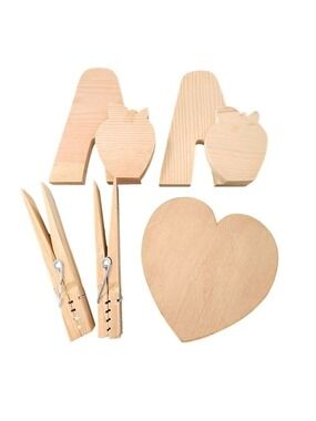 Wood cutouts lot unfinished crafting teacher office clothespin apple heart box